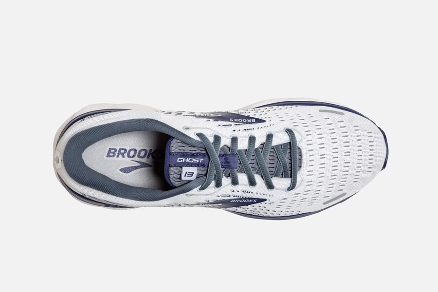 Brooks Running Shoes - Ghost 13 Road Mens - White/Blue - QKM-671035